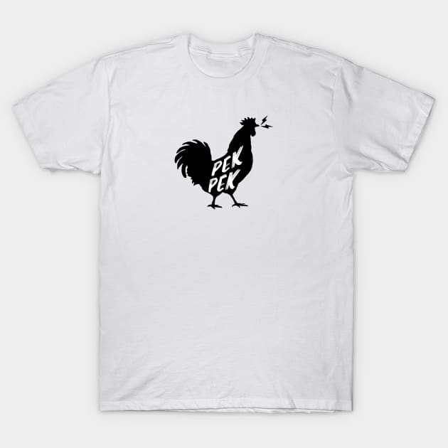 PEKPEK ROOSTER SOUND PINOY WORD WHT T-Shirt by Aydapadi Studio